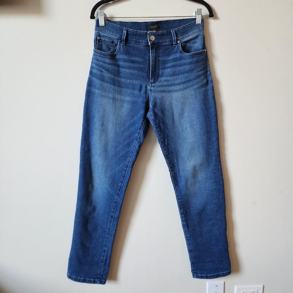 Ann Taylor Factory Straight Leg Mid Rise Stretchy Boyfriend Jeans
